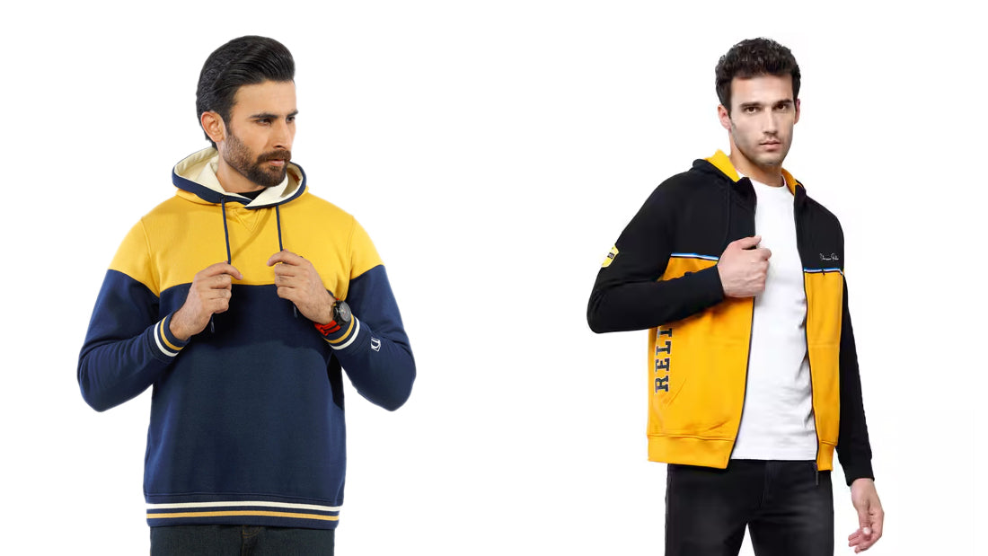 Yellow and Blue Sweatshirt: A fun color combination that's perfect for everyday wear.