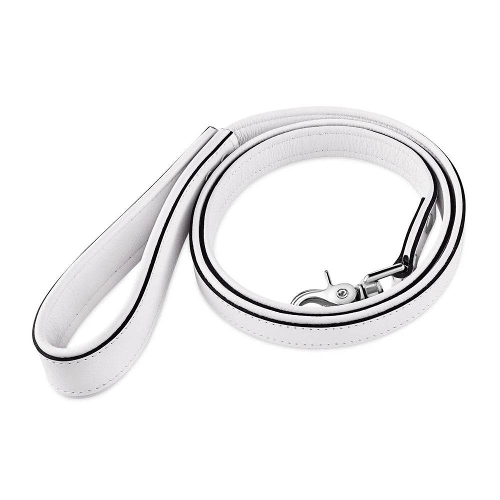 Leather Leash with Deluxe Handle White - CoreFlexInd