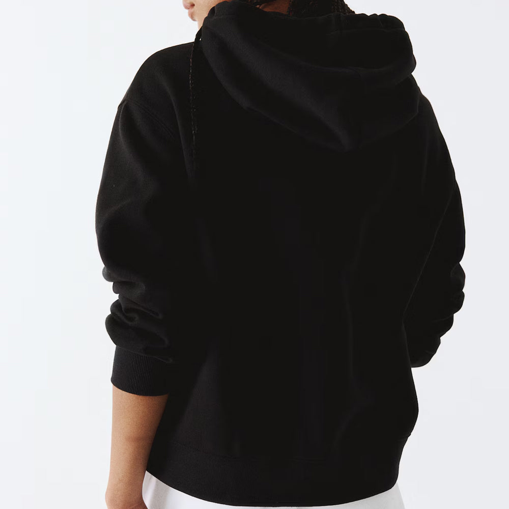 Women Black Oversized Zip Up Hoodie