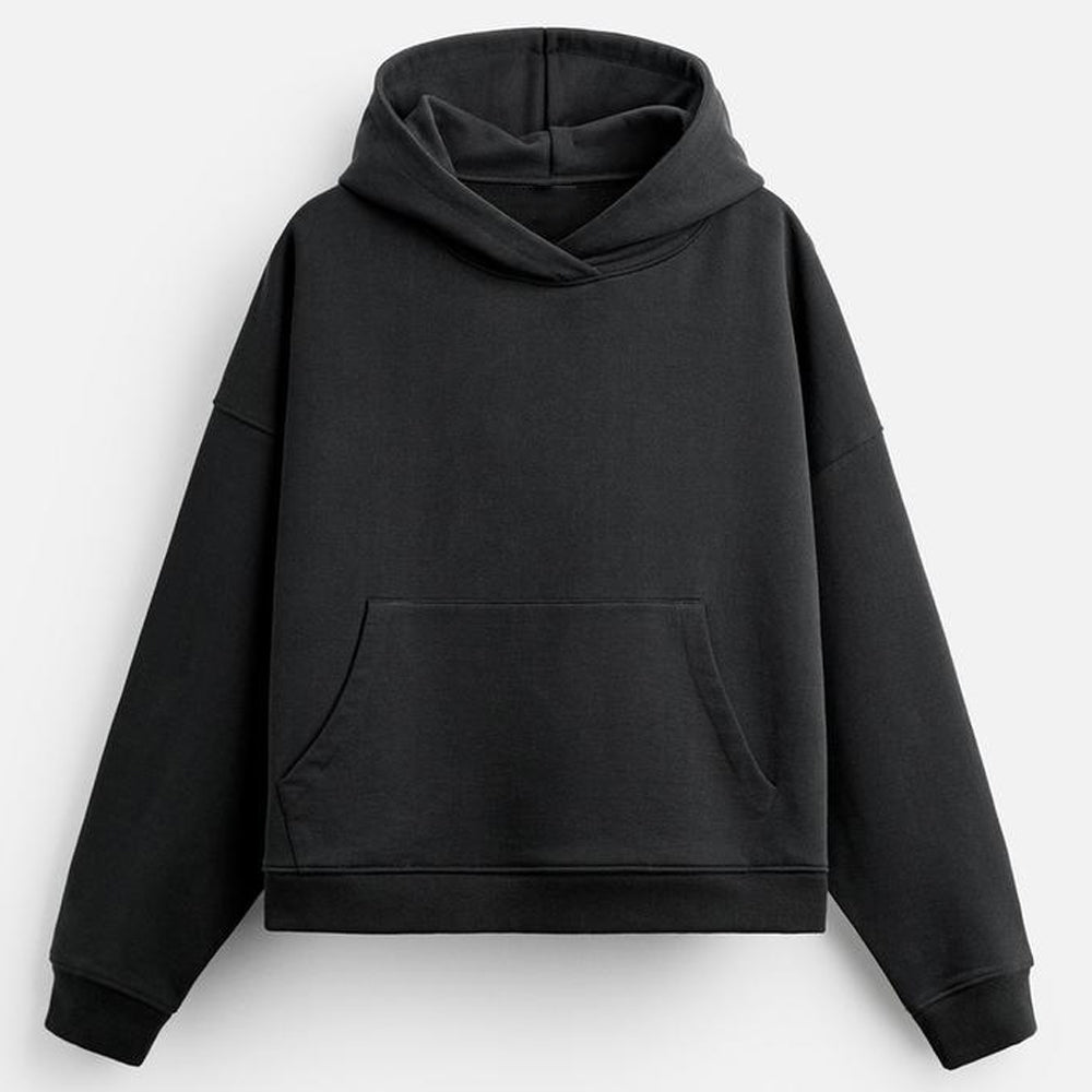 Black hoodie on a light gray background