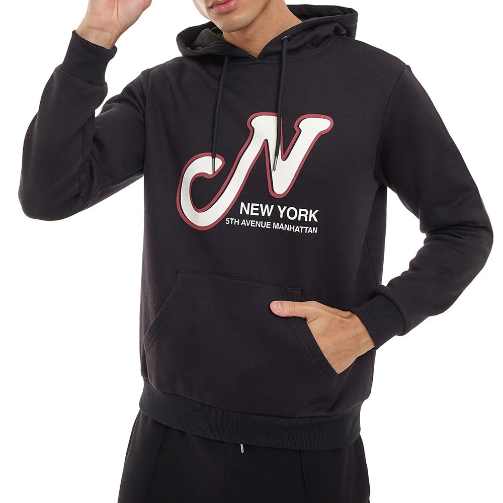 Black Print Detail Hoodie