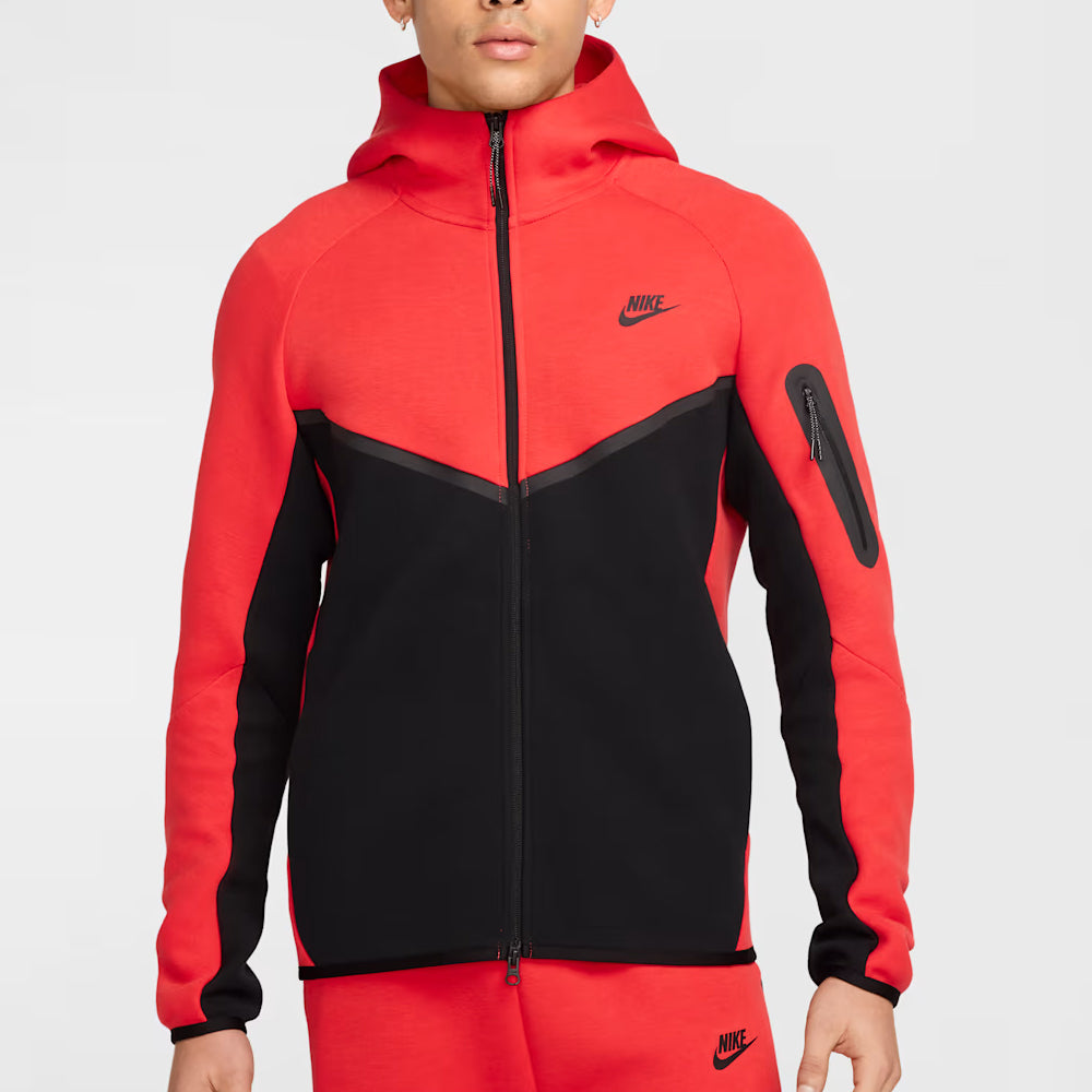 Black Red Tech Fleece Full-Zip Hooded Track Suit-Coreflexind