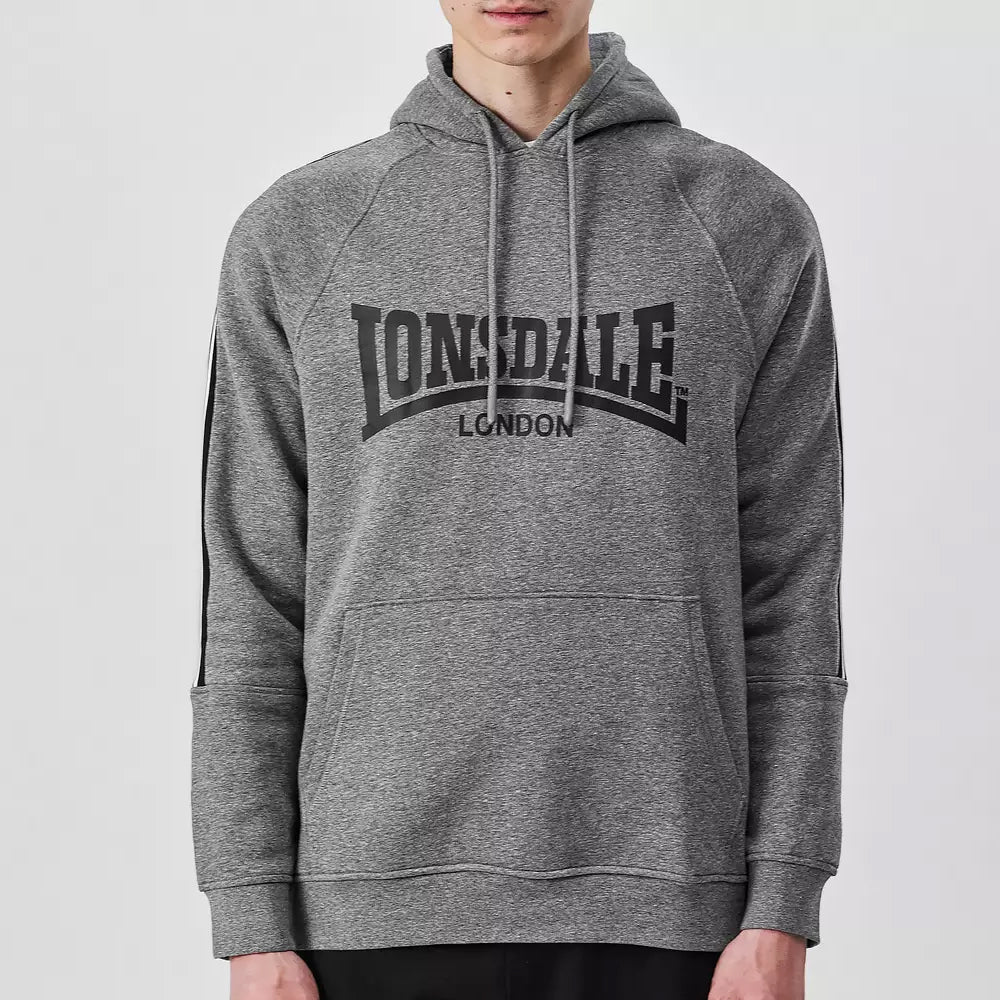 Gray hoodie with 'Lonsdale London' logo on a white background
