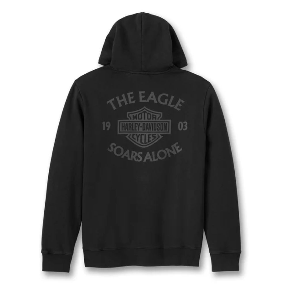 Eagle Soars Alone Slub Hoodie - Harley Black