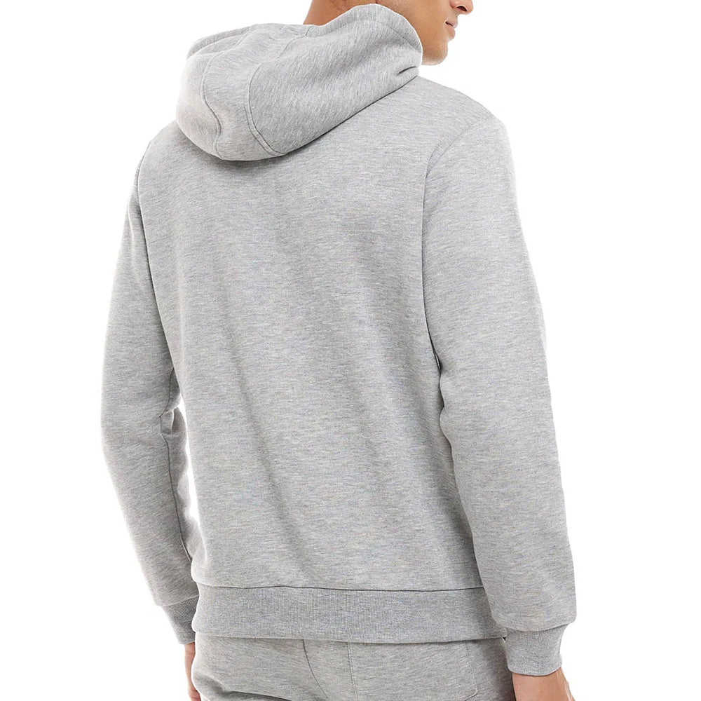 Grey Melange Printed Hoodie