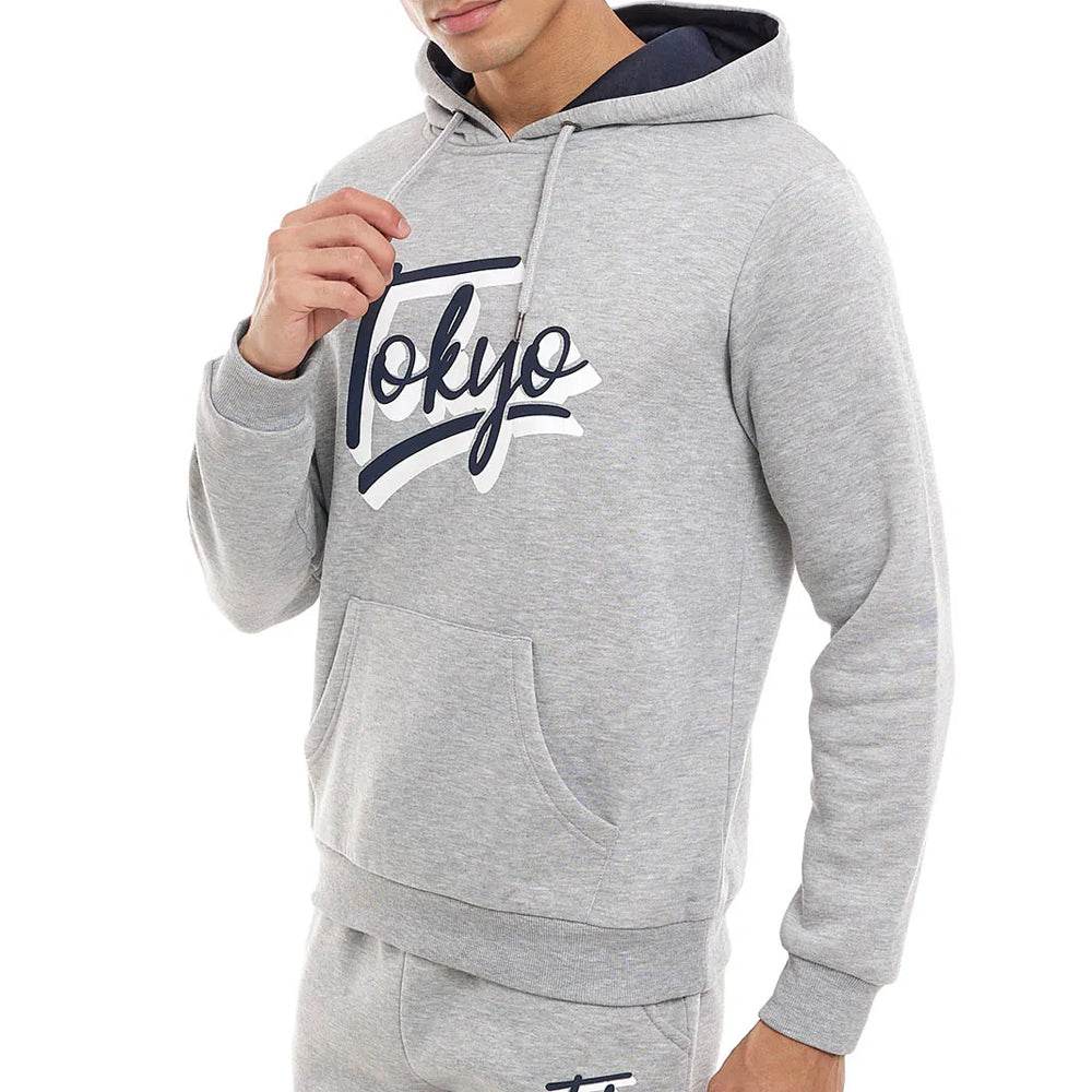 Grey Melange Printed Hoodie - Garmentswear