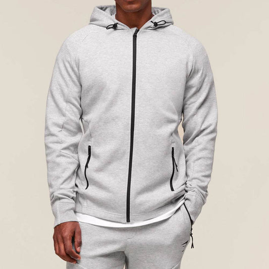 Light Grey Interlock Tech Zip Up Hoodie Athletic - Garmentswear