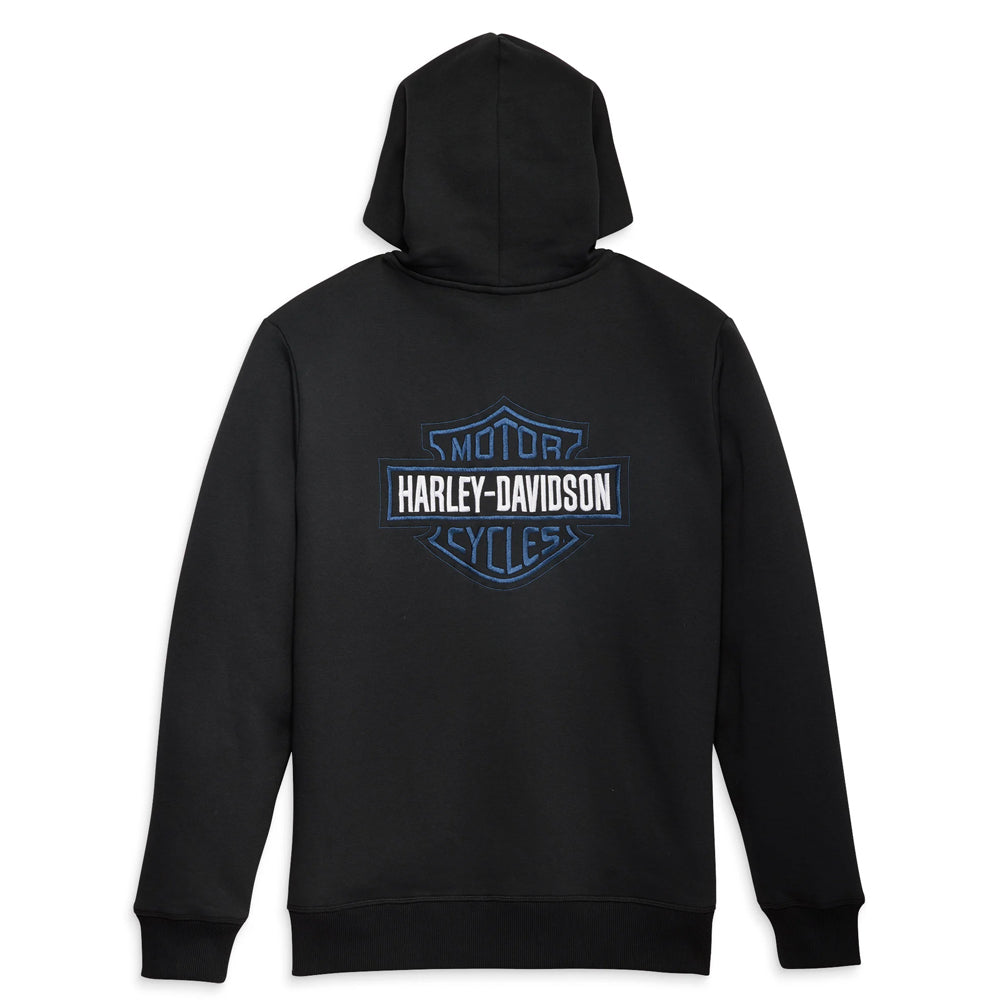 Men's Black Bar Shield Embroidered Zip Hoodie