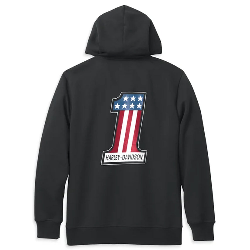 Men's Black Race Graphic Zip Front Hoodie