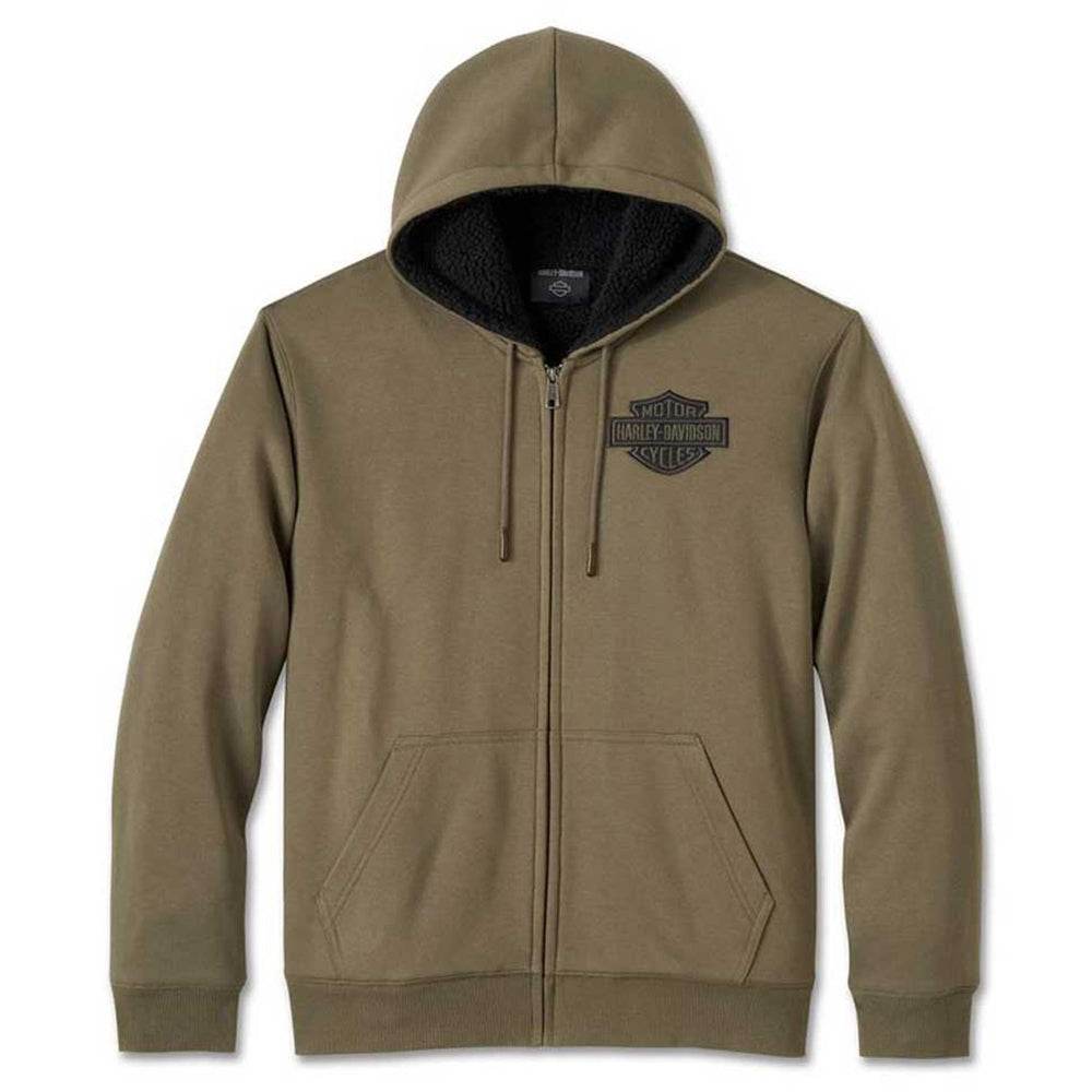 Men's Green Bar & Shield Sherpa Full-Zip Hoodie - Garmentswear