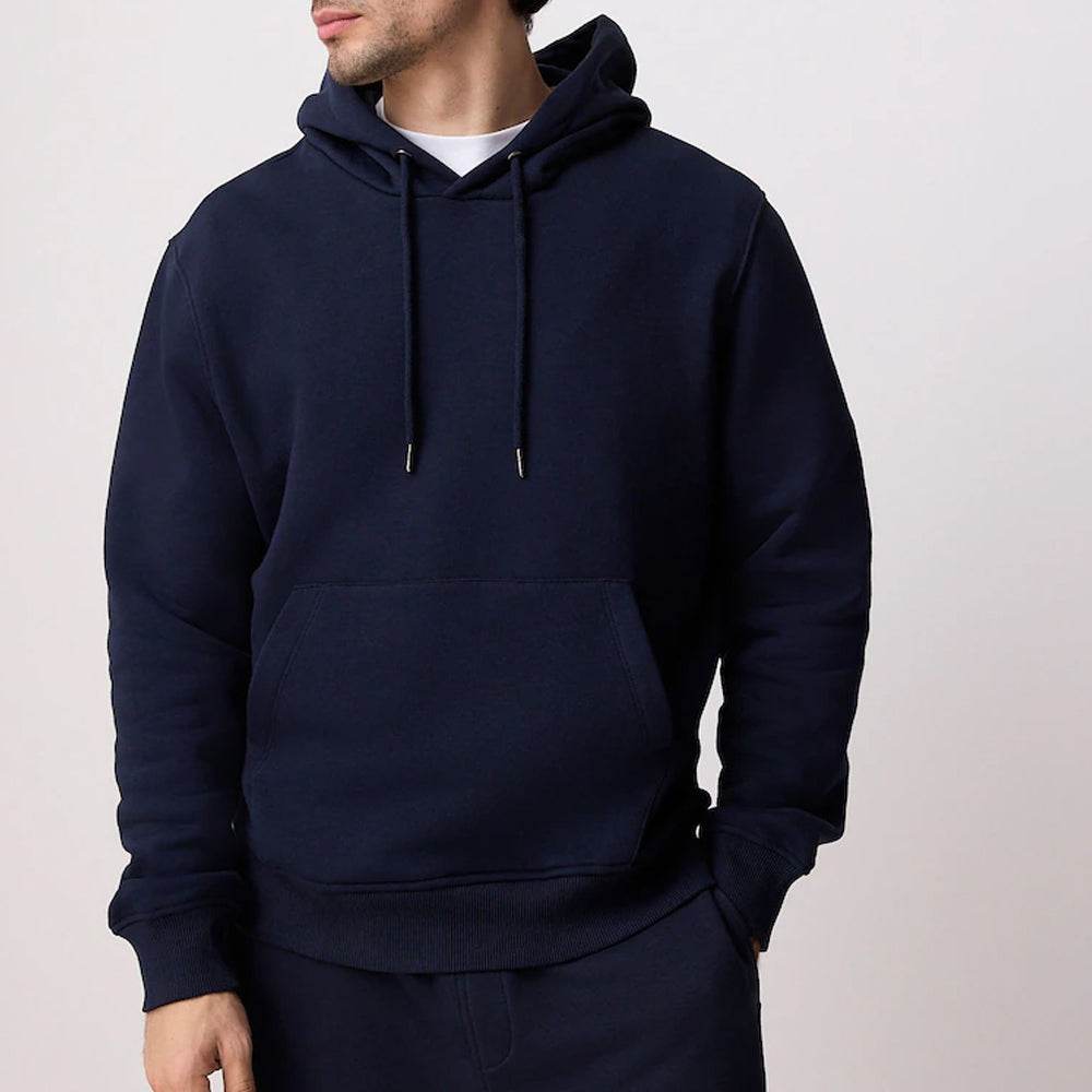 Navy Blue Regular Fit Rich Jersey Fabric Hoodie - Garmentswear