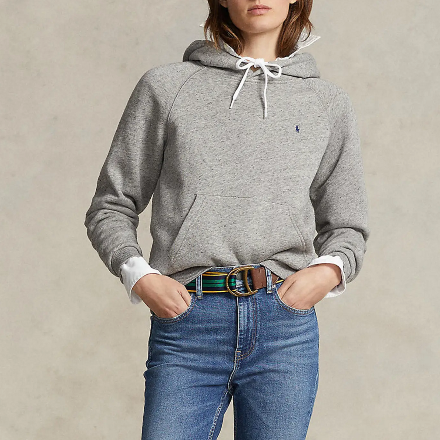 Shrunken Fit Fleece Hoodie Oversized Pullover