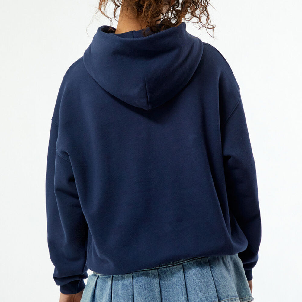 Beigefarbener Oversize-Kapuzenpullover mit Reißverschluss für Damen