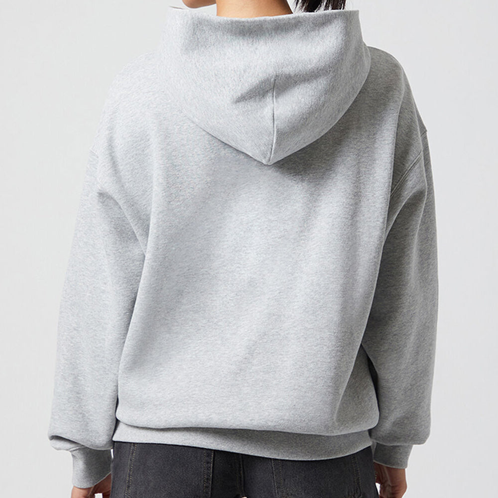 Beigefarbener Oversize-Kapuzenpullover mit Reißverschluss für Damen