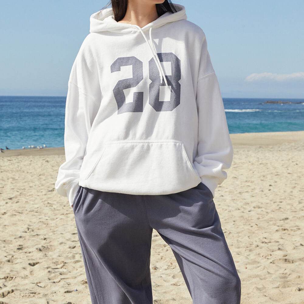 Women Solid White Pullover Hoodie - Garmentswear