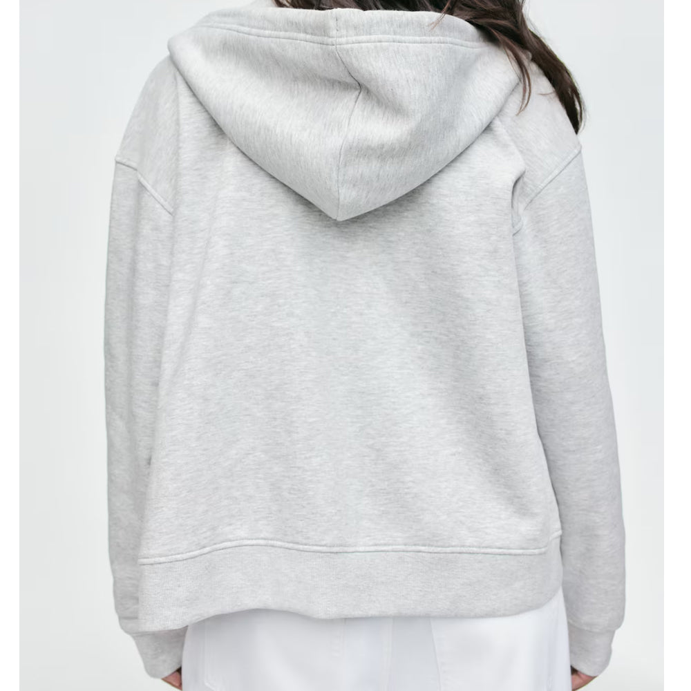 Women Heather Grey Oversized Zip Up Hoodie