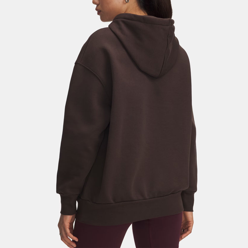 Brown hoodie worn by a person on a white background