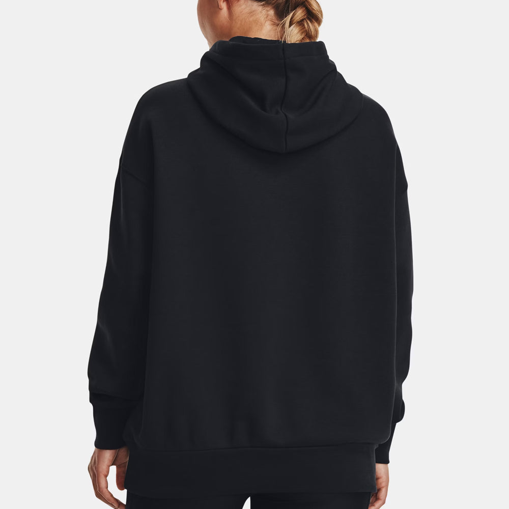 Black hoodie worn by a person on a light gray background