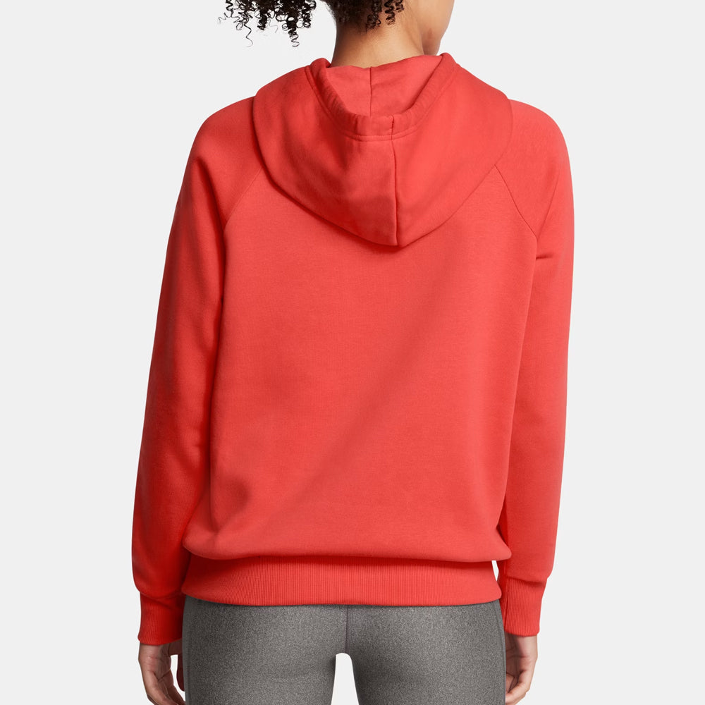 Red hoodie worn by a person on a white background
