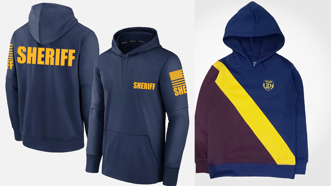 Navy Blue and Yellow Hoodie - The perfect combination of classic and bold style.