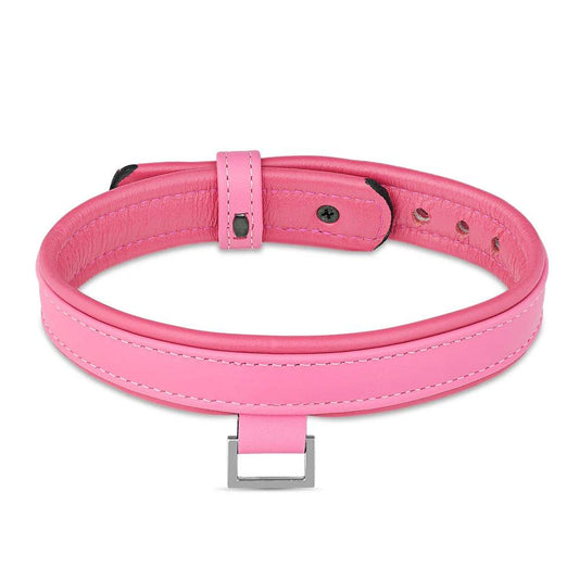 Leather Collar with Horizontal Ring - Pink - CoreFlexInd