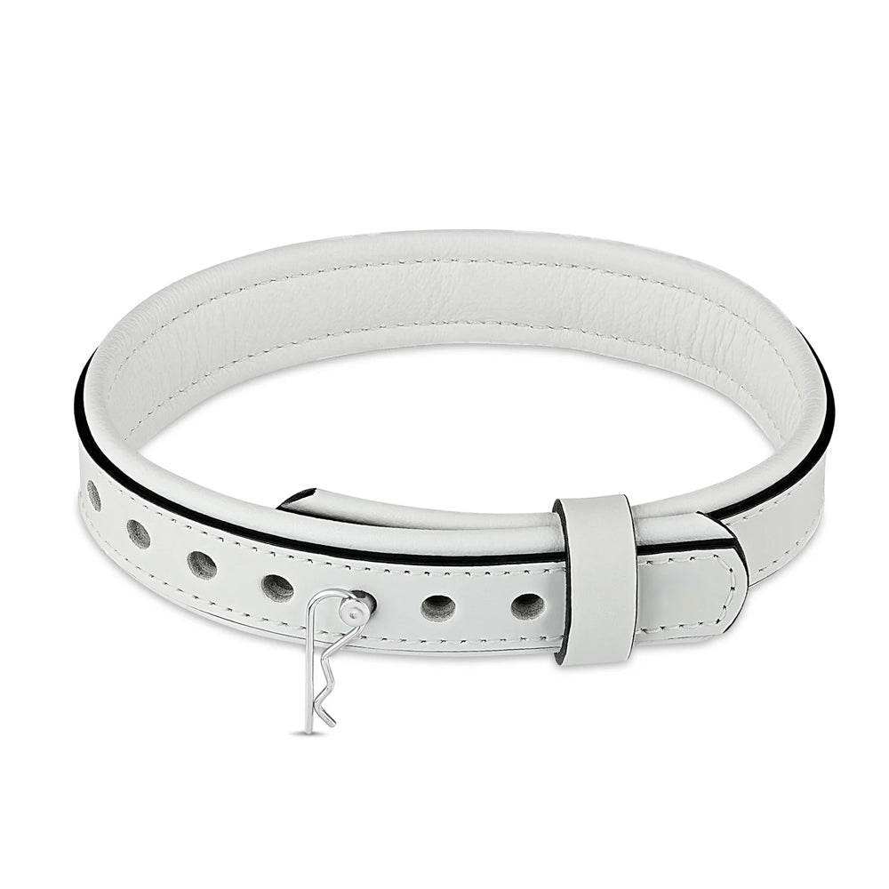 Leather Collar with Horizontal Ring - White - CoreFlexInd