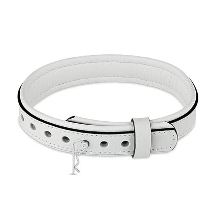 Leather Collar with Horizontal Ring - White - CoreFlexInd