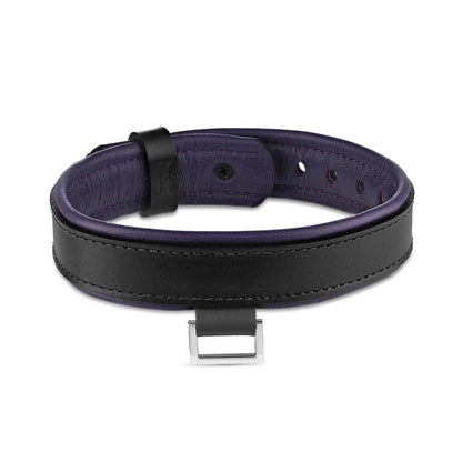 Leather Collar with Horizontal Ring Black/Purple - CoreFlexInd
