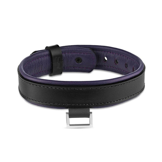 Leather Collar with Horizontal Ring Black/Purple - CoreFlexInd