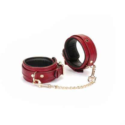 Italian Blood Red-Leather Ankle Cuffs with Gold Hardware - CoreFlexInd
