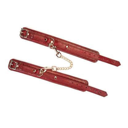 Italian Blood Red-Leather Ankle Cuffs with Gold Hardware - CoreFlexInd