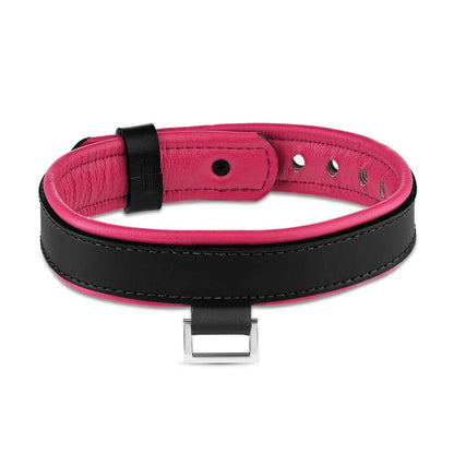 Leather Collar with Horizontal Ring Black/Pink - CoreFlexInd