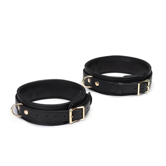 Dark Secret: Leather Thigh Cuffs with Gold Hardware - CoreFlexInd