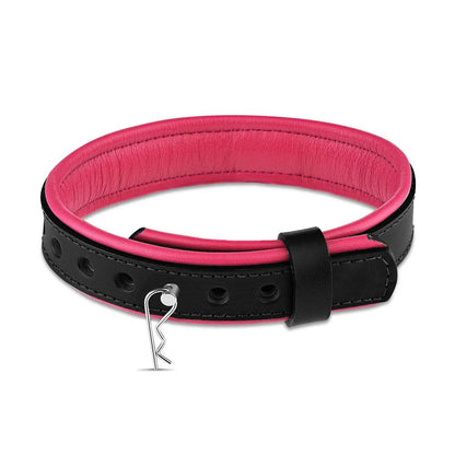 Leather Collar with Horizontal Ring Black/Pink - CoreFlexInd