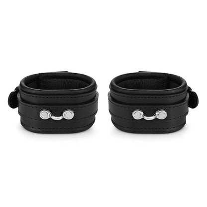 Leather Wrist Cuff Set Black Bright Polished - CoreFlexInd