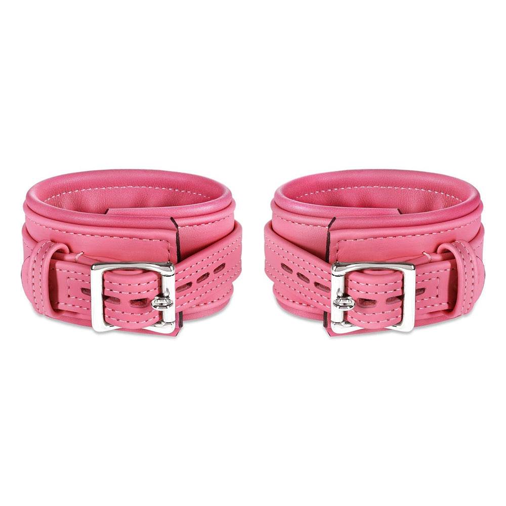 Leather Wrist Cuff Set Pink Bright Polished - CoreFlexInd