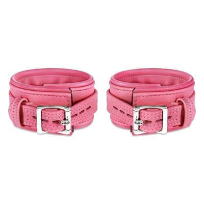 Leather Wrist Cuff Set Pink Bright Polished - CoreFlexInd