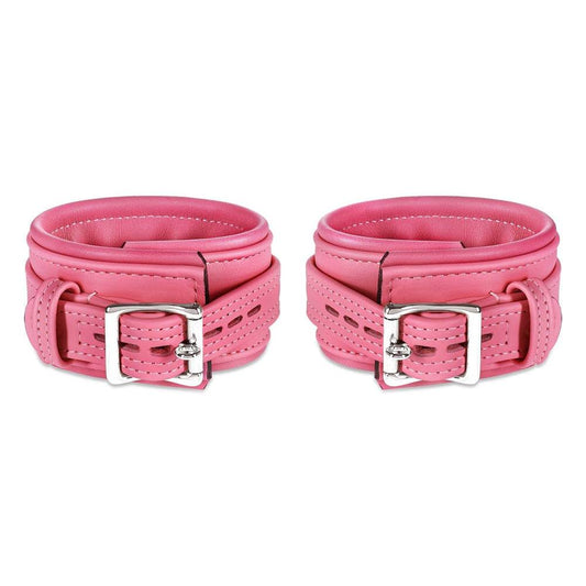 Leather Wrist Cuff Set Pink Bright Polished - CoreFlexInd