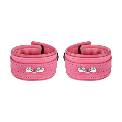 Leather Wrist Cuff Set Pink Bright Polished - CoreFlexInd