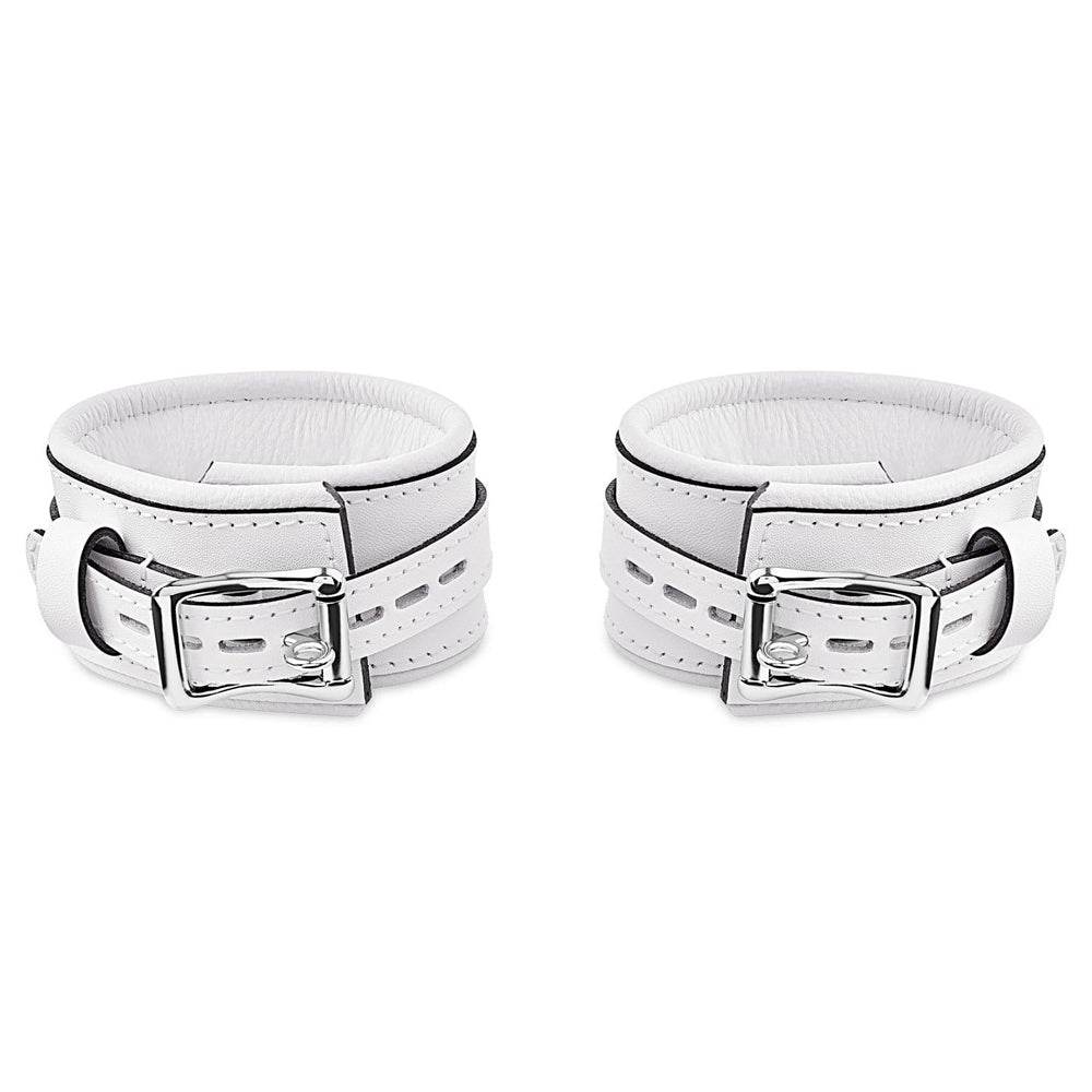 Leather Wrist Cuff Set White Bright Polished - CoreFlexInd