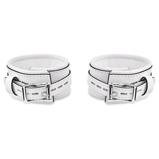 Leather Wrist Cuff Set White Bright Polished - CoreFlexInd