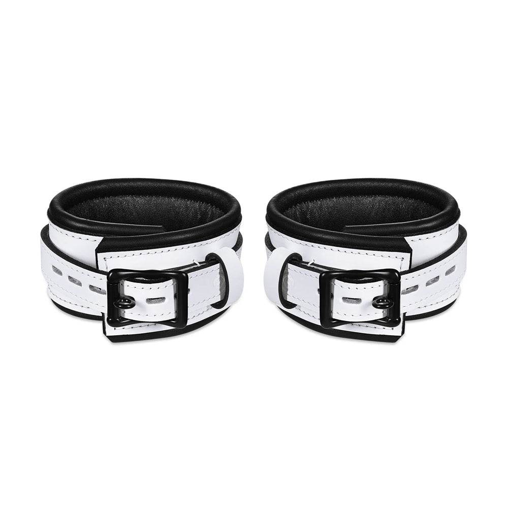 Leather Wrist Cuff Set White/Black - CoreFlexInd