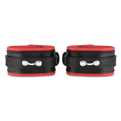 Leather Wrist Cuff Set Black/Red Bright Polished - CoreFlexInd