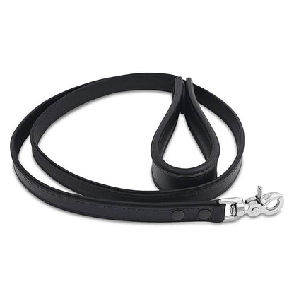 Leather Leash with Deluxe Handle Black - CoreFlexInd