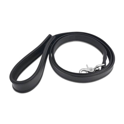 Leather Leash with Deluxe Handle Black - CoreFlexInd