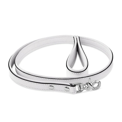 Leather Leash with Deluxe Handle White - CoreFlexInd