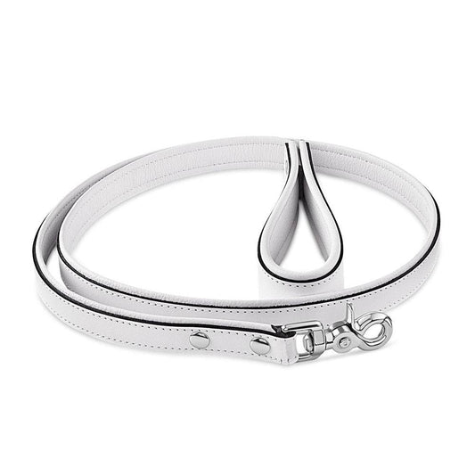 Leather Leash with Deluxe Handle White - CoreFlexInd