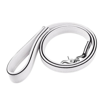 Leather Leash with Deluxe Handle White - CoreFlexInd