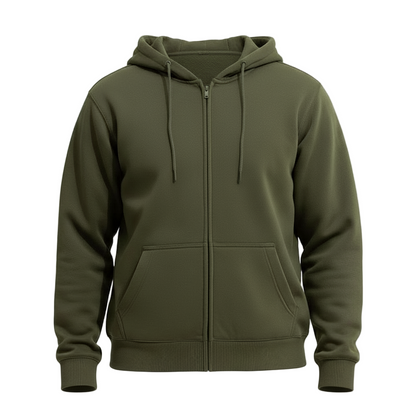 Army Green Zip Up Hoodie - Garmentswear
