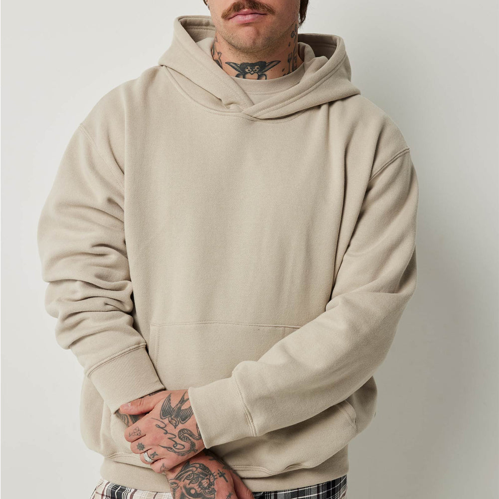 Sudadera con capucha color beige liso